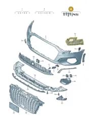 V04017001CF Porsche 1 Set Fixing Parts for Bumper