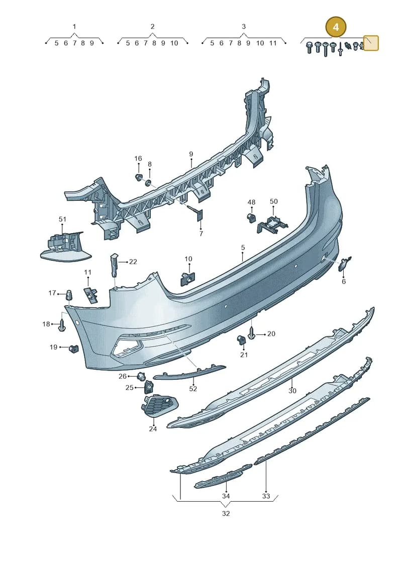 V04017001CG — Audi A3 Sportback (2019-2025) diagram 596807600, position 4