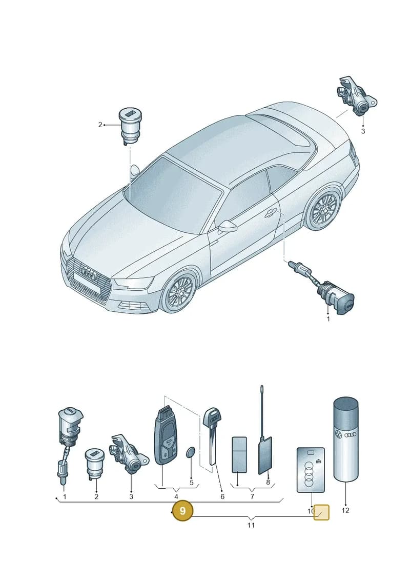 V04017001FHAIF — Audi A5 Cabriolet (2016-2025) diagram 848837012, position 9
