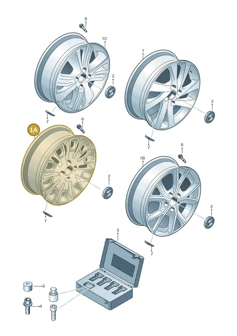 1SL601025LTE6 — SEAT Mii (2011-2019) diagram 735601550, position 1A