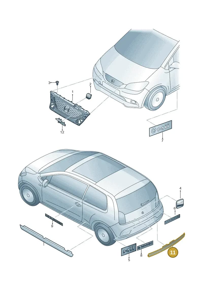 1SL853279DVN8 — SEAT Mii (2011-2019) diagram 735853000, position 11