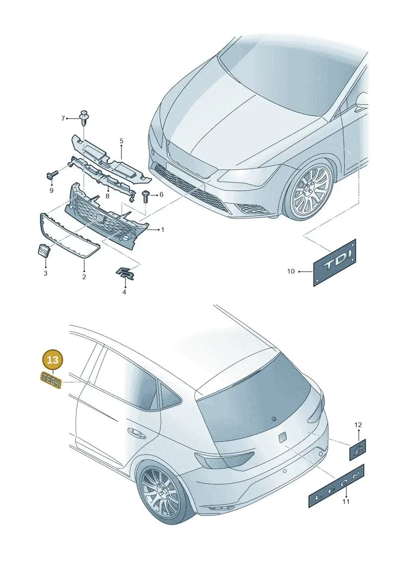 5F0853681QGR — SEAT Leon ST (2016-2020) diagram 754853200, position 13