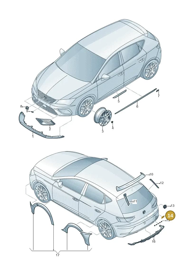 5F4071316 — SEAT Leon ST (2016-2020) diagram 830071700, position 14
