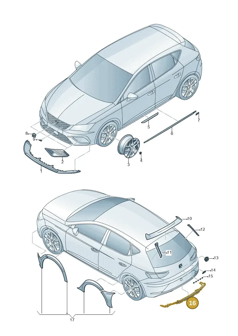 5F4071611 — SEAT Leon ST (2016-2020) diagram 830071700, position 16