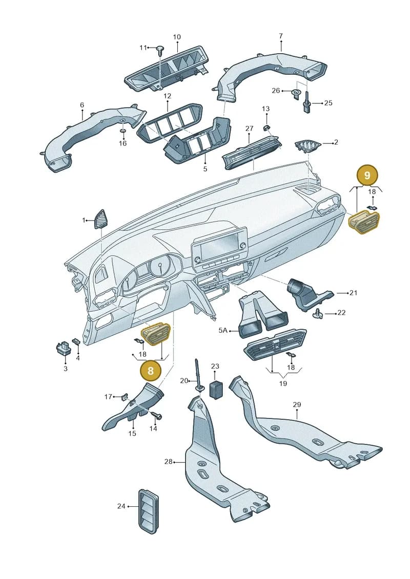 5FB820902AUNA — SEAT Leon (2019-) diagram 5fn819030, position 8+9