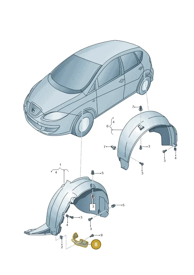 5P0853887 — SEAT Altea XL (2013-) diagram 704821500, position 8