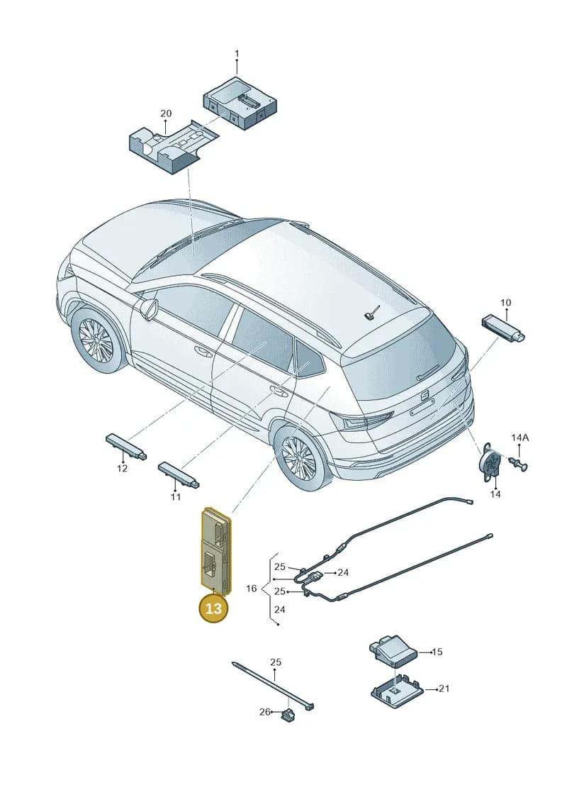 5Q0959107S — SEAT Ateca Style (2016-) diagram 893909000, position 13