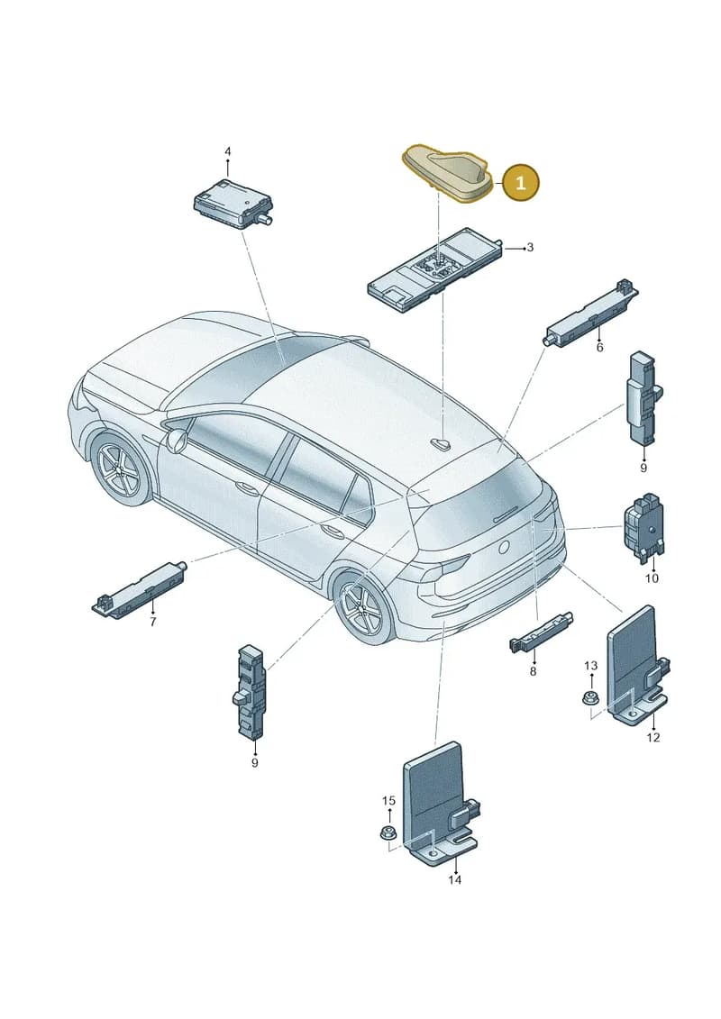 5WA035507P041 — Volkswagen Golf (2019-2025) diagram 5h0035020, position 1