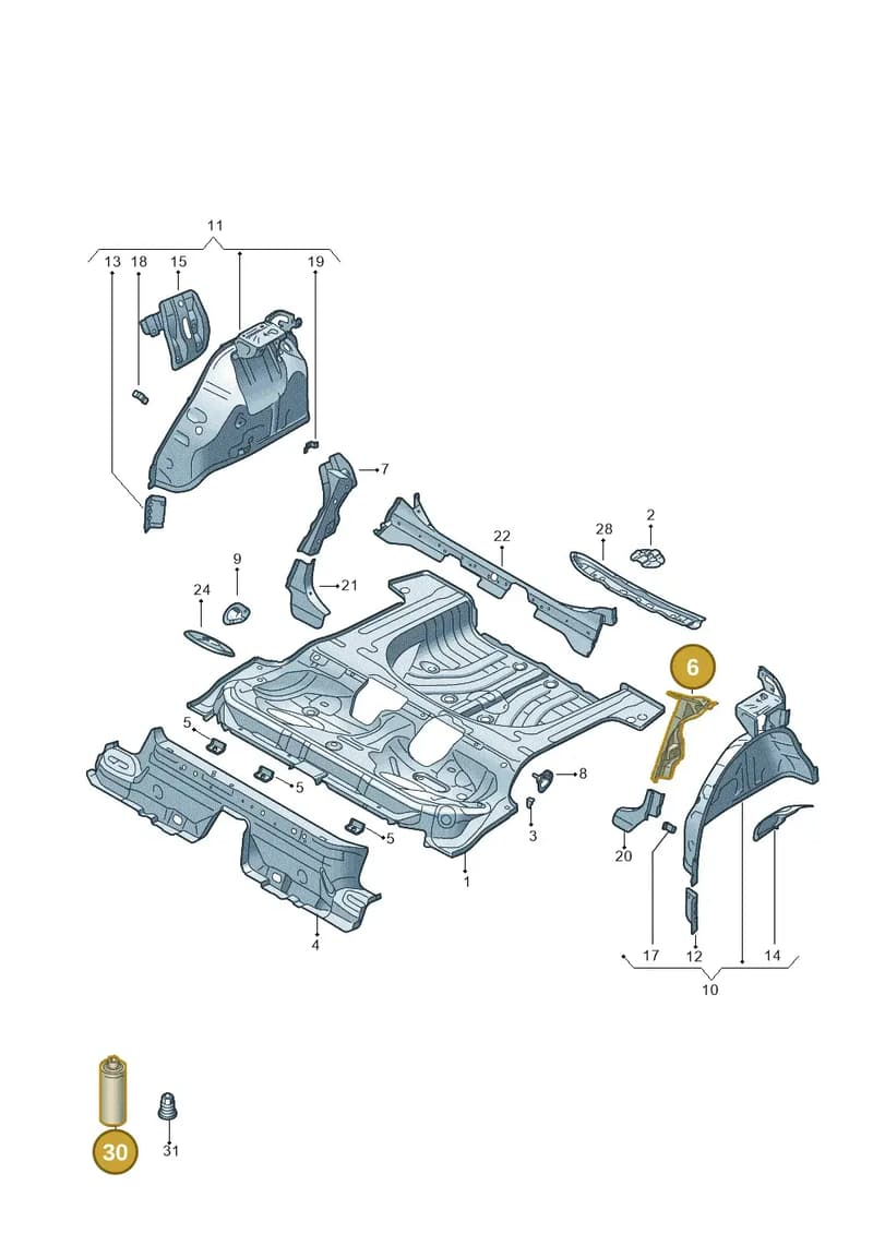 5WA804869 — Audi A3 Sportback (2019-2025) diagram 596803050, position 6+30
