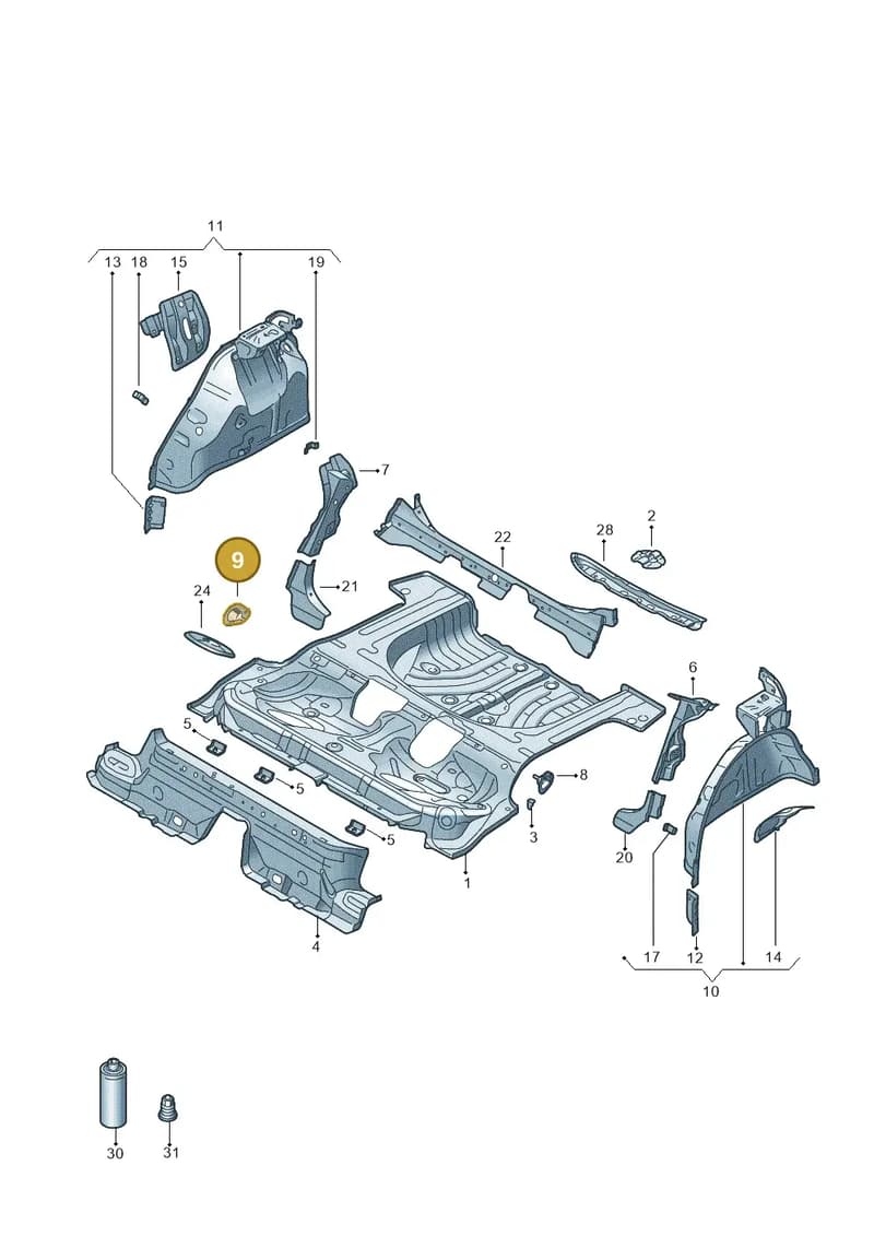 5WA813114F — Audi A3 Sportback (2019-2025) diagram 596803050, position 9