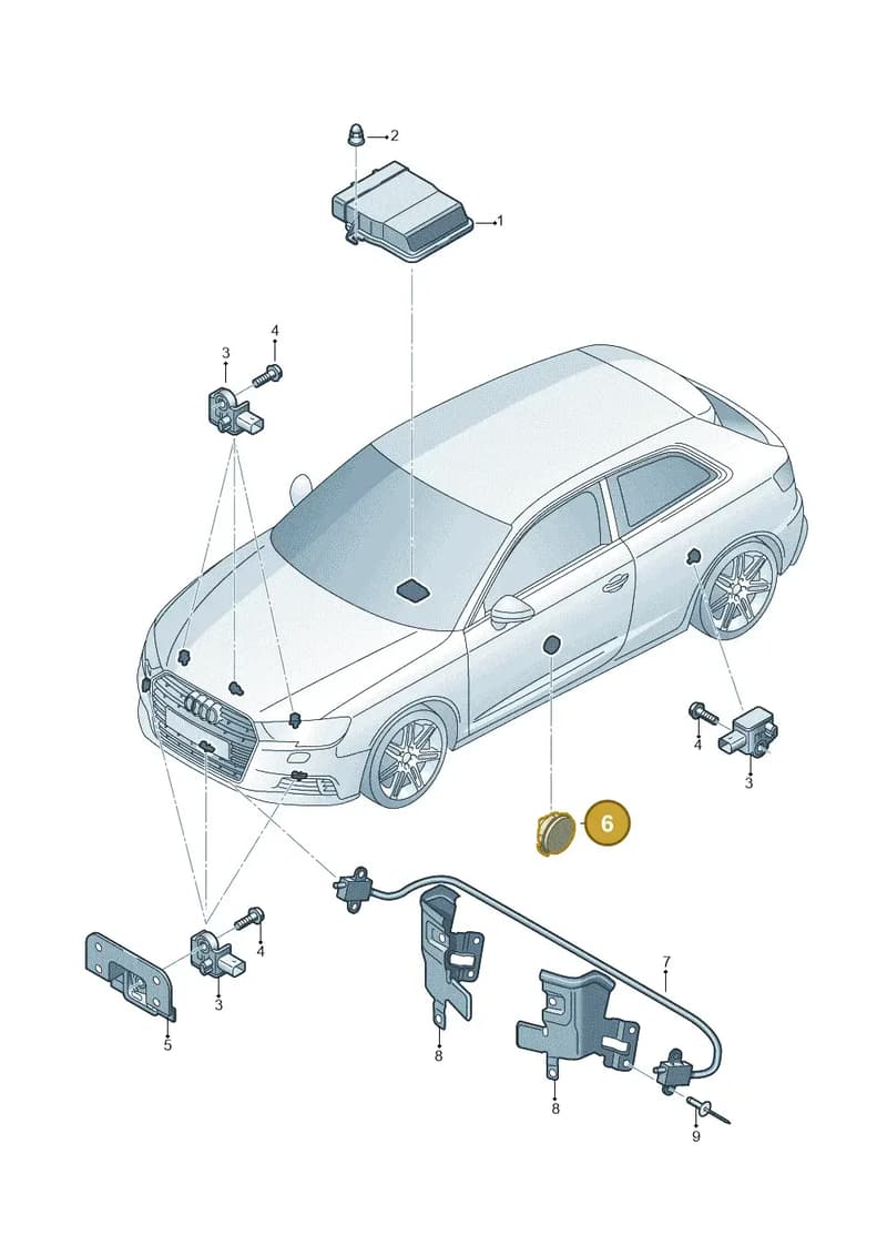5WA959354 — Audi A3 Sportback (2016-2020) diagram 890959300, position 6