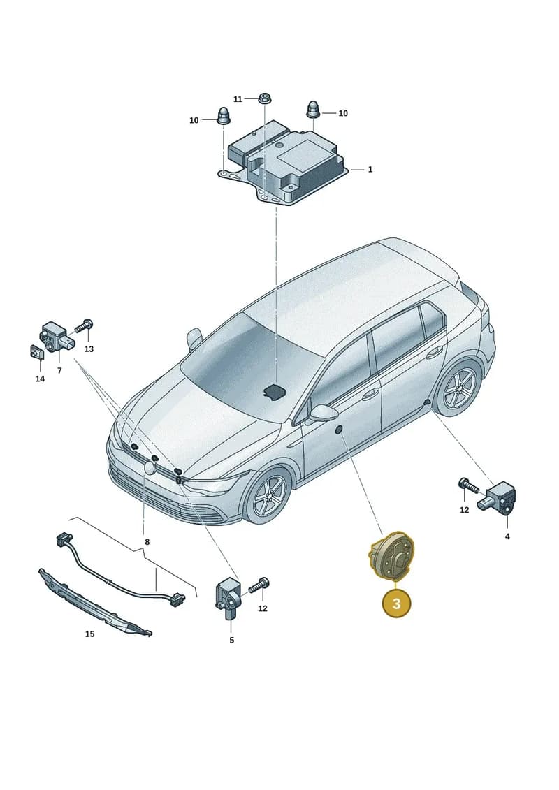 5WA959354 — Volkswagen Golf (2019-2025) diagram 5h0959030, position 3