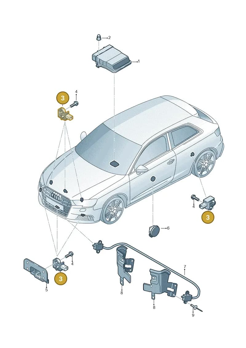 5WA959651 — Audi A3 Sportback (2016-2020) diagram 890959300, position 3