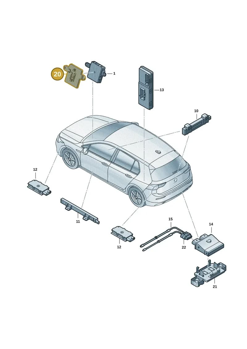 5WA971303A — Volkswagen Golf (2019-2025) diagram 5h0909000, position 20
