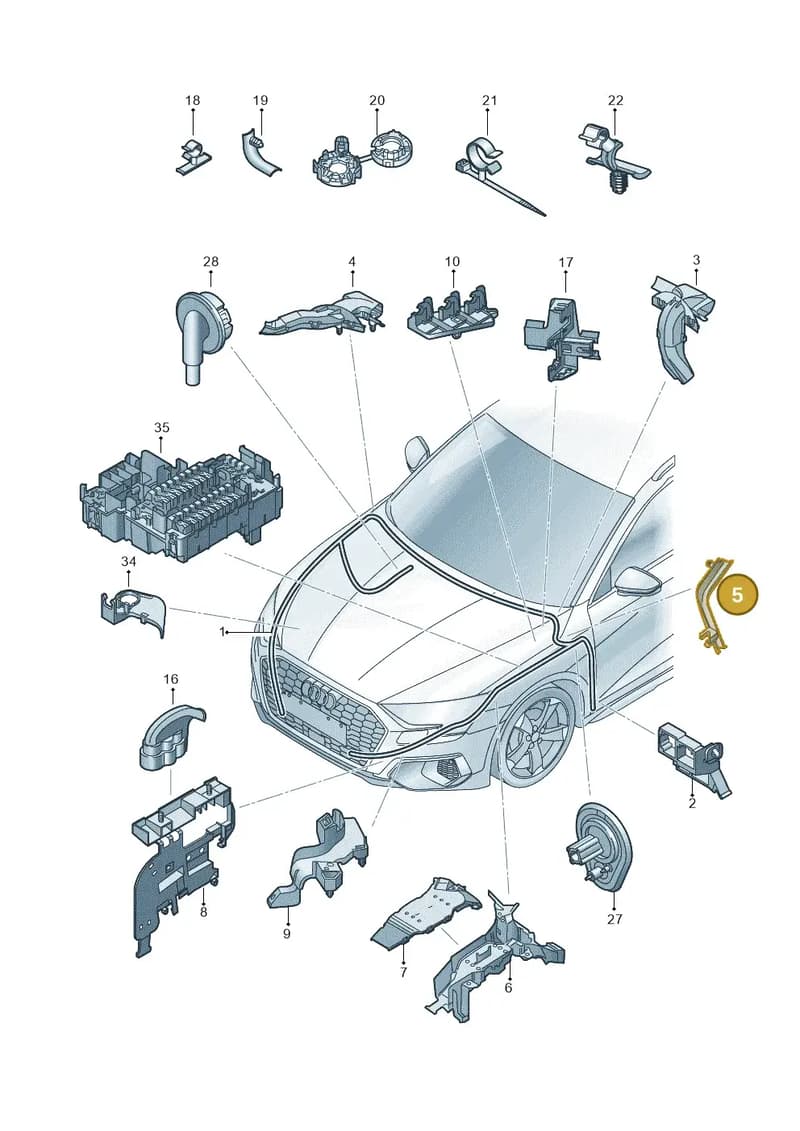 5WA971615D — Audi A3 Sportback (2019-2025) diagram 596971850, position 5