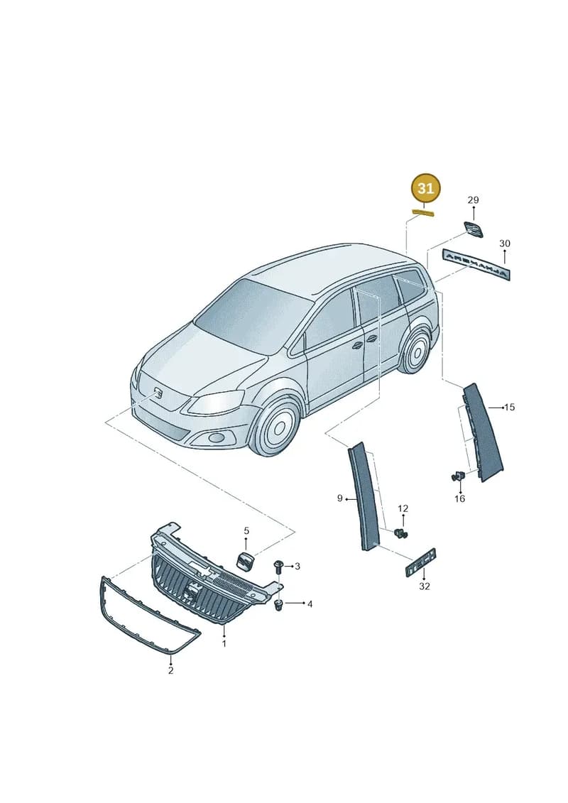 6J9853675CMO — SEAT Alhambra Stylance (2010-2013) diagram 705853300, position 31