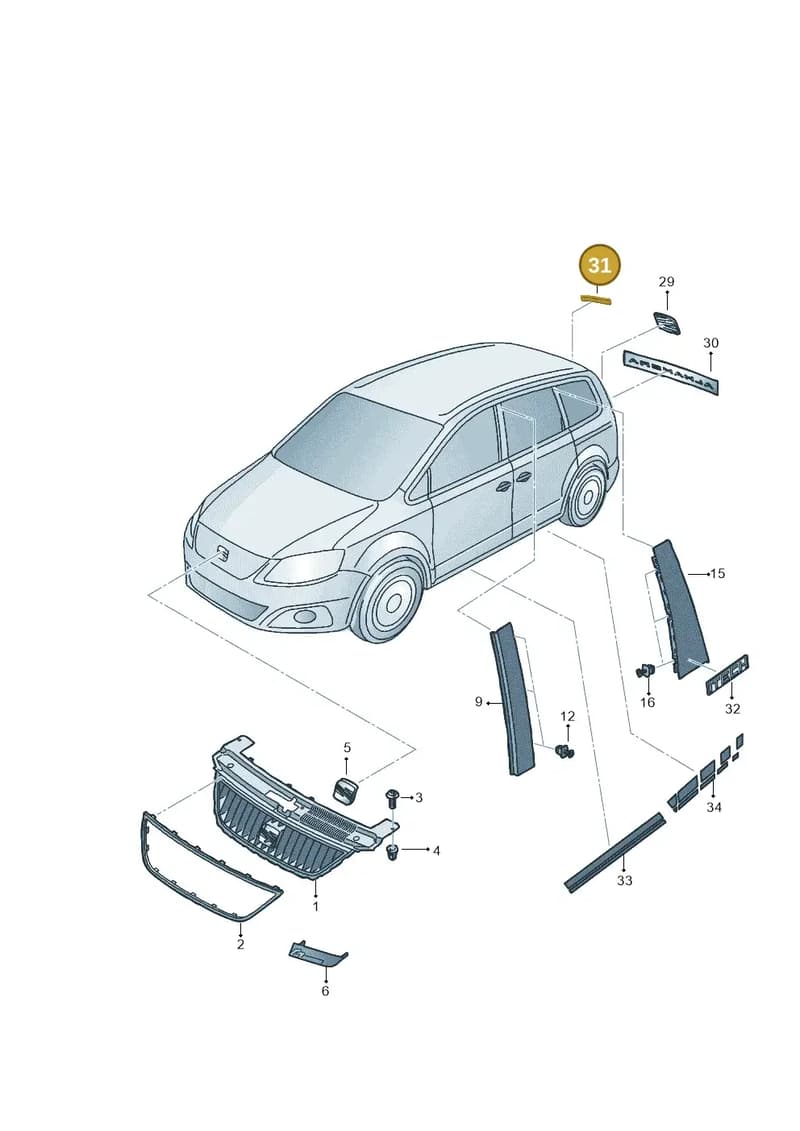 6J9853675CMO — SEAT Alhambra (2015-2022) diagram 878853000, position 31
