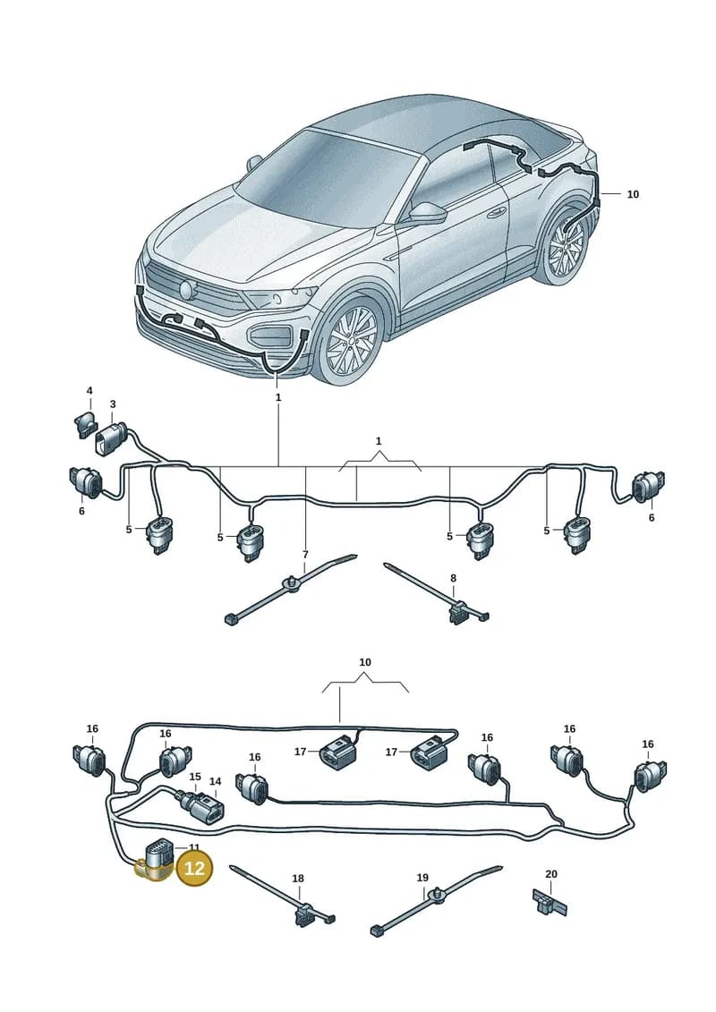 6K0971921A — Volkswagen T-Roc Cabriolet (2019-2025) diagram 2gk971090, position 12