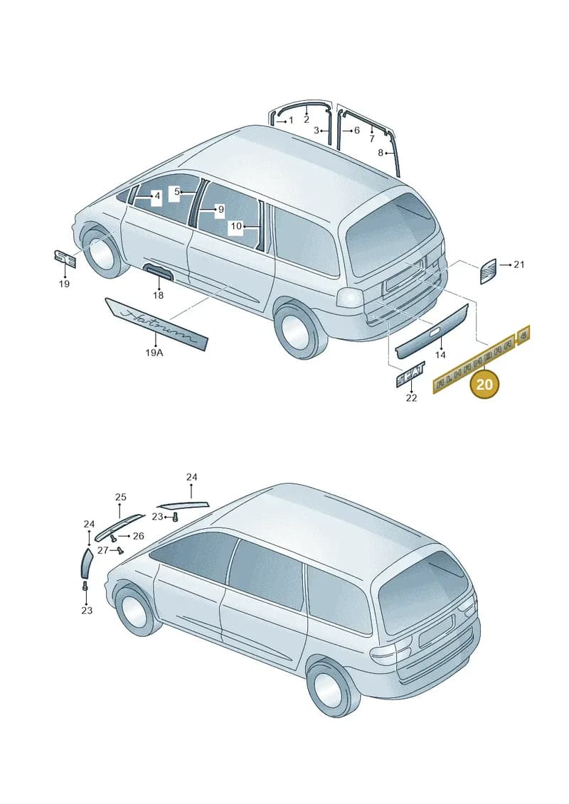 6K5853687AB739 — SEAT Alhambra (2006-2010) diagram 246853310, position 20