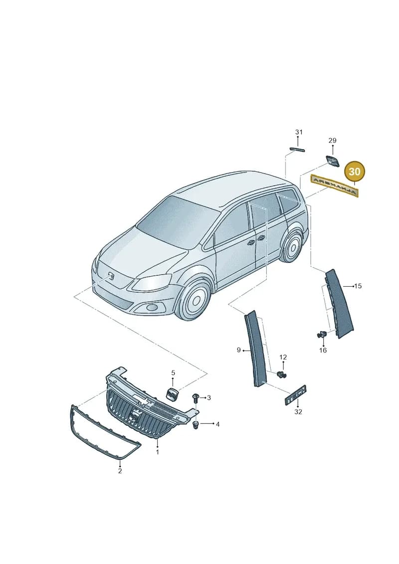 6K5853687AB739 — SEAT Alhambra Stylance (2010-2013) diagram 705853300, position 30