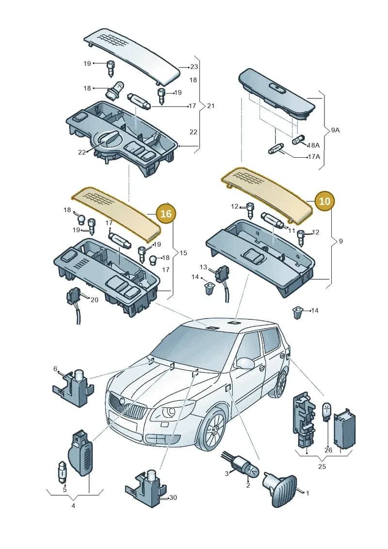 6L0947125 — Skoda Fabia Scout (2010-2014) diagram 608947000, position 10+16