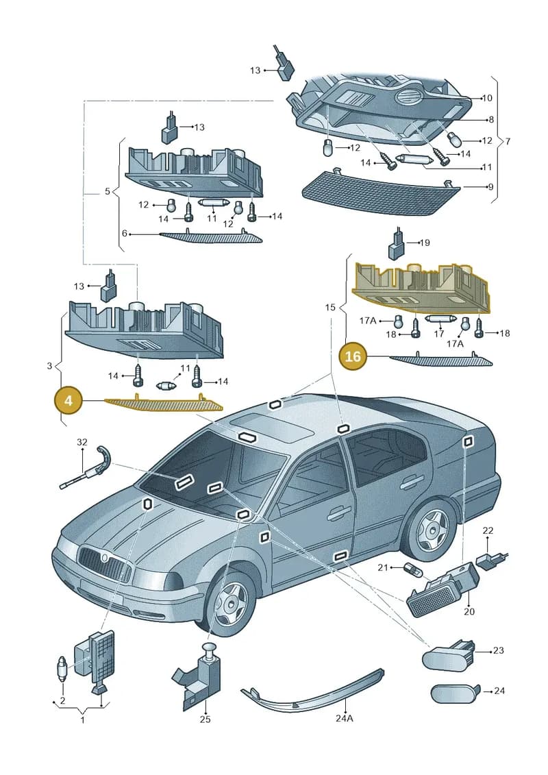 6L0947125 — Skoda Octavia ambiente (2008-2013) diagram 663947000, position 4+16