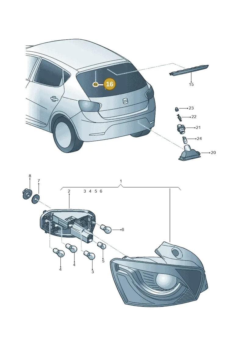 6L0955440A9B9 — SEAT Ibiza (2015-) diagram 639945000, position 16