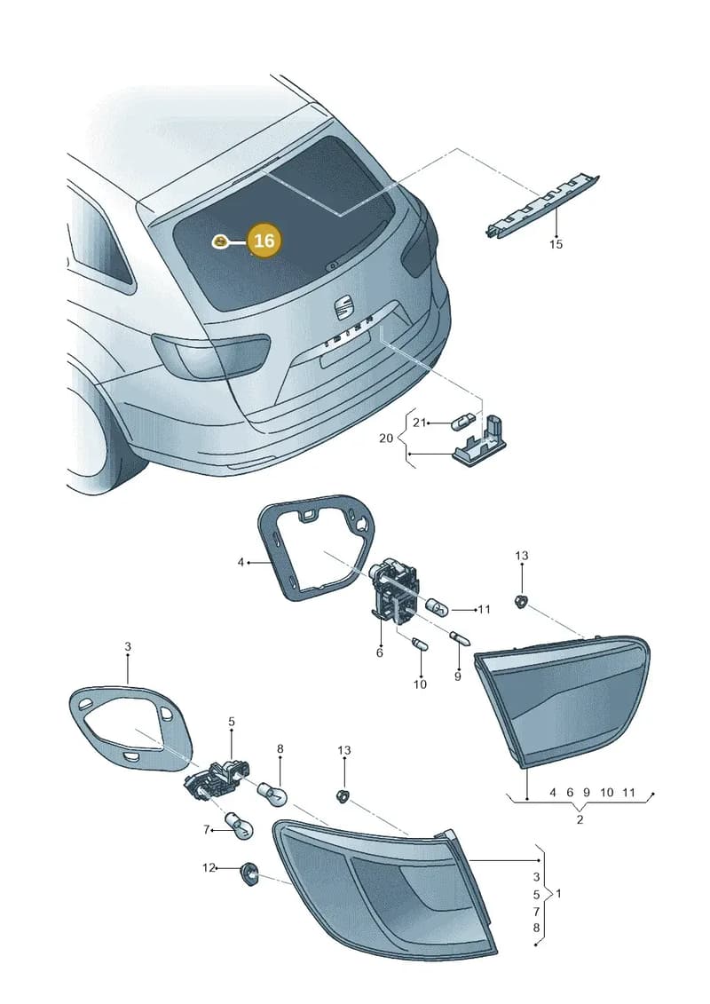 6L0955440A9B9 — SEAT Ibiza (2015-) diagram 639945100, position 16
