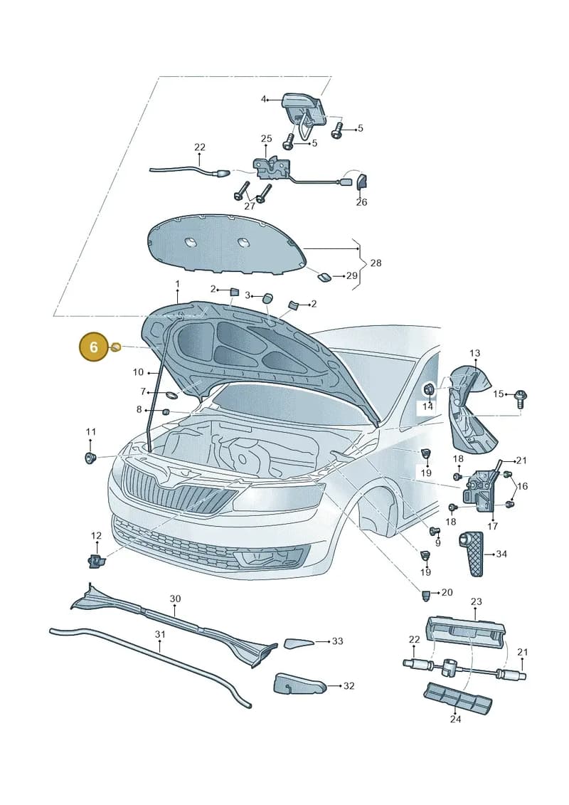 6Y0823433 — Skoda Rapid (2012-2022) diagram 740823100, position 6