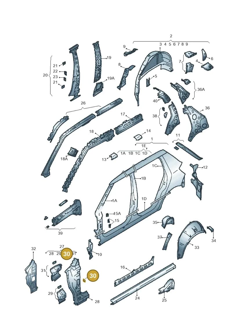 6Y0831342A — Skoda Fabia Scout (2010-2014) diagram 608809300, position 30