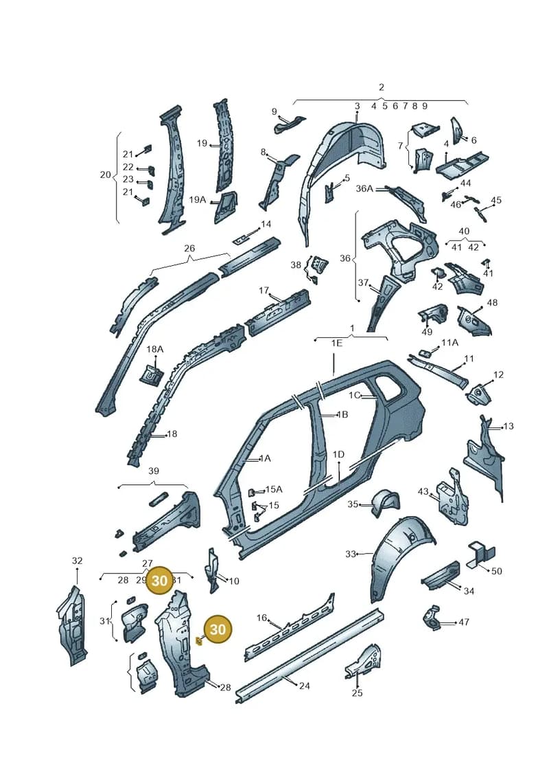 6Y0831342A — Skoda Fabia Scout (2010-2014) diagram 608809350, position 30