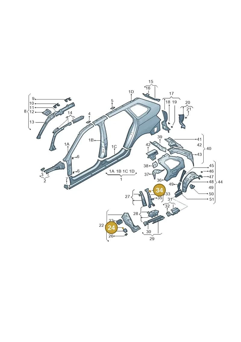 6Y0831342A — Skoda Fabia (2014-2022) diagram 797809350, position 24+34