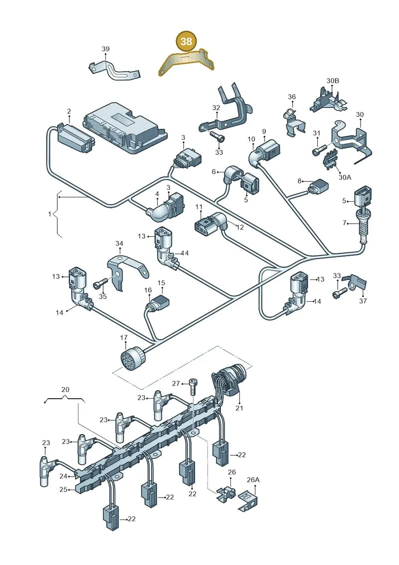 03G971858AA — Skoda Superb comfort (2008-2013) diagram 412971180, position 38