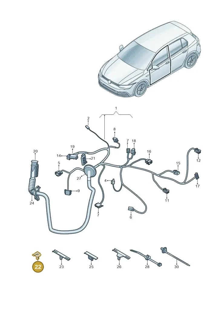 1Z0971003A — Skoda Octavia (2019-2022) diagram 5h0972033, position 22