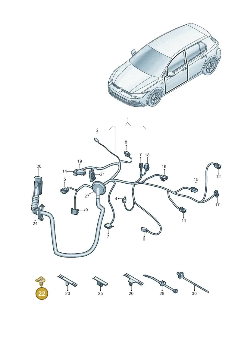 1Z0971003A — Skoda Octavia (2019-2022) diagram 5h0972033, position 22