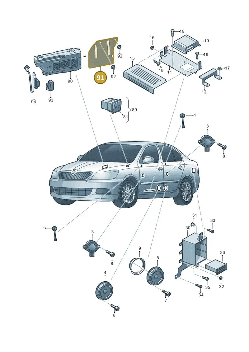 1Z2035643 — Skoda Octavia ambiente (2008-2013) diagram 663035350, position 91