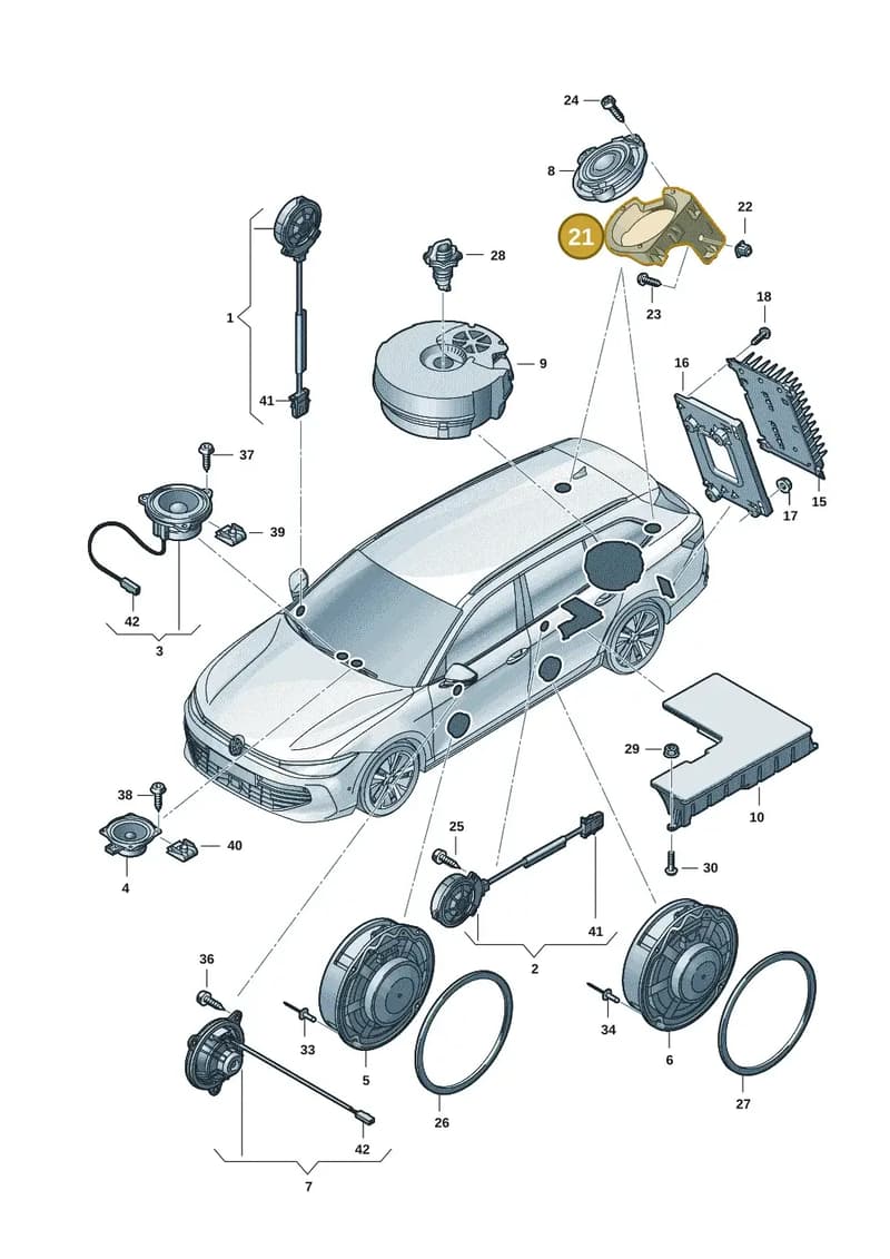 3P0035821 — Volkswagen Passat Estate (2023-2025) diagram 3j0035350, position 21
