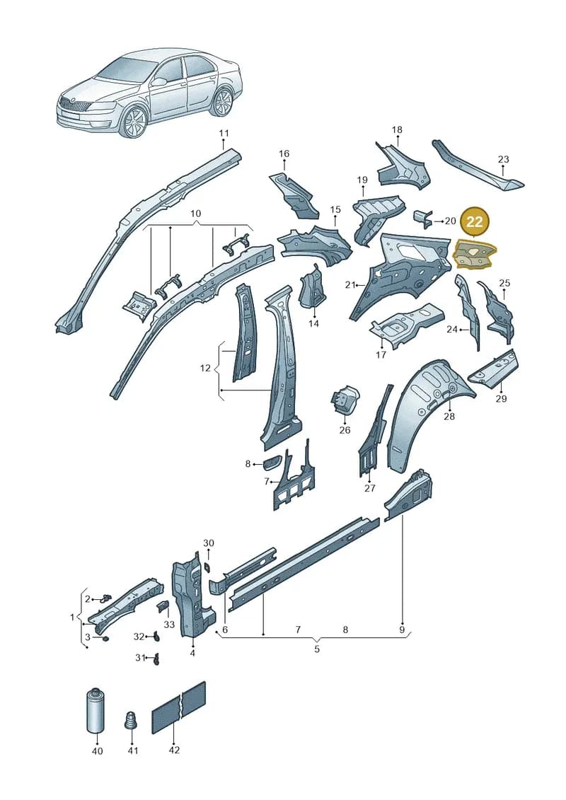3P3809284A — Skoda Superb Combi (2023-2024) diagram 3p0809000, position 22