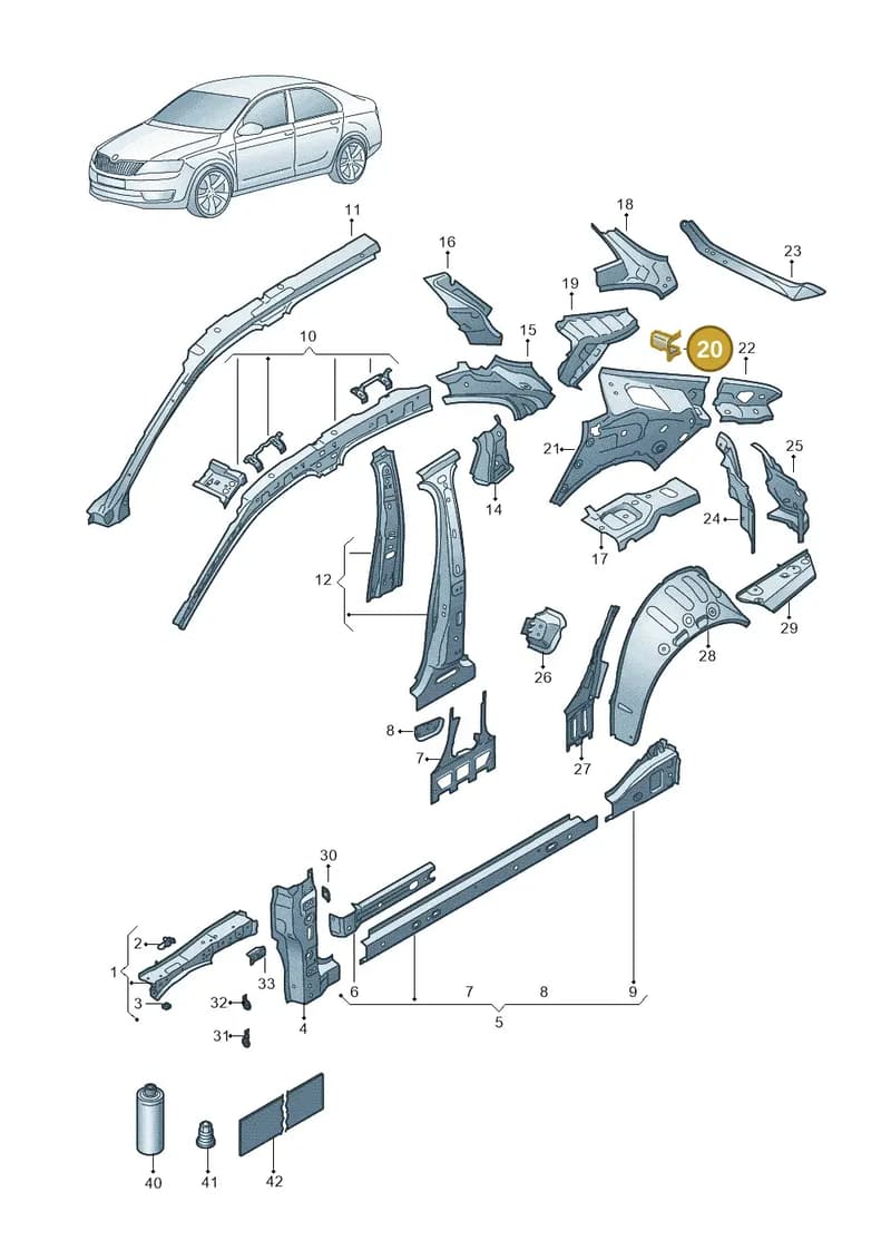 3P3809303 — Skoda Superb Combi (2023-2024) diagram 3p0809000, position 20