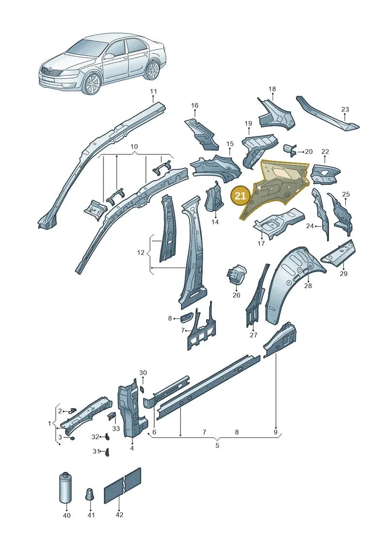 3P3809406 — Skoda Superb Combi (2023-2024) diagram 3p0809000, position 21