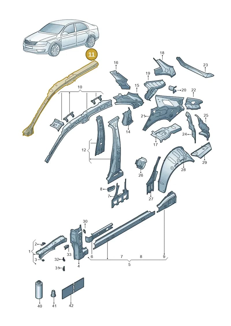 3P3809438 — Skoda Superb Combi (2023-2024) diagram 3p0809000, position 11