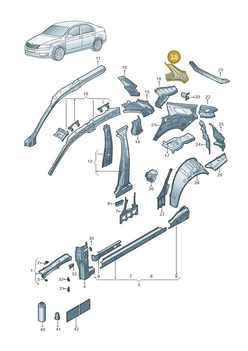 3P3809457 — Skoda Superb Combi (2023-2024) diagram 3p0809000, position 18