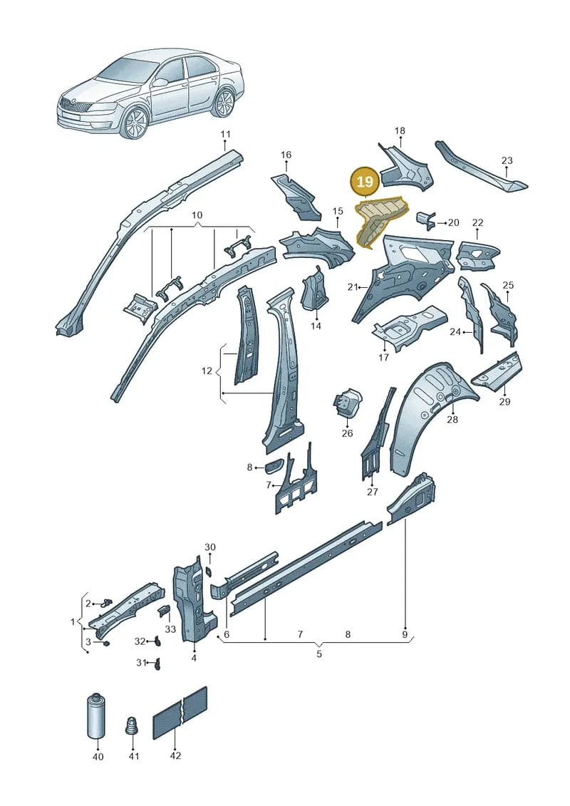 3P3809746 — Skoda Superb Combi (2023-2024) diagram 3p0809000, position 19