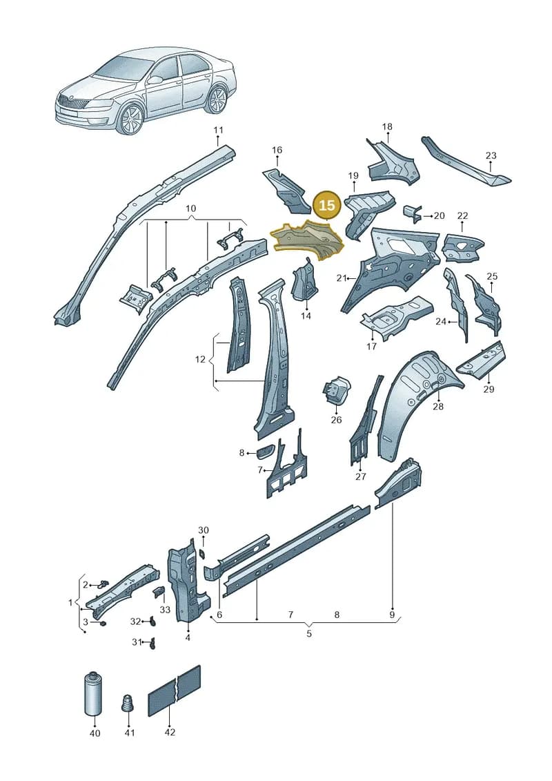 3P3810623 — Skoda Superb Combi (2023-2024) diagram 3p0809000, position 15