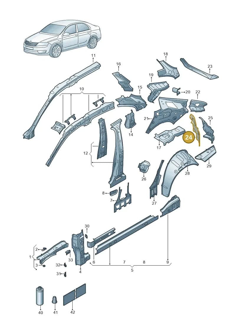 3P3813334 — Skoda Superb Combi (2023-2024) diagram 3p0809000, position 24