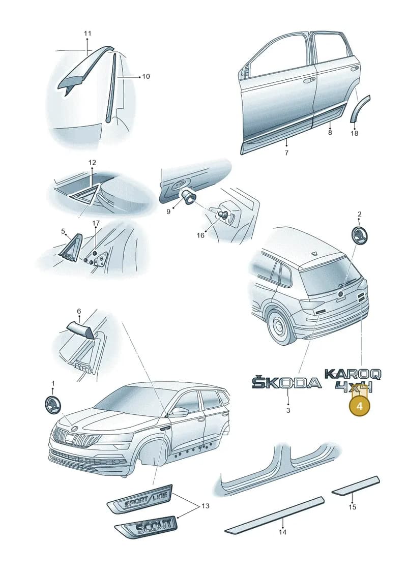 3V0853687C2ZZ — Skoda Karoq (2017-2023) diagram 834853000, position 4