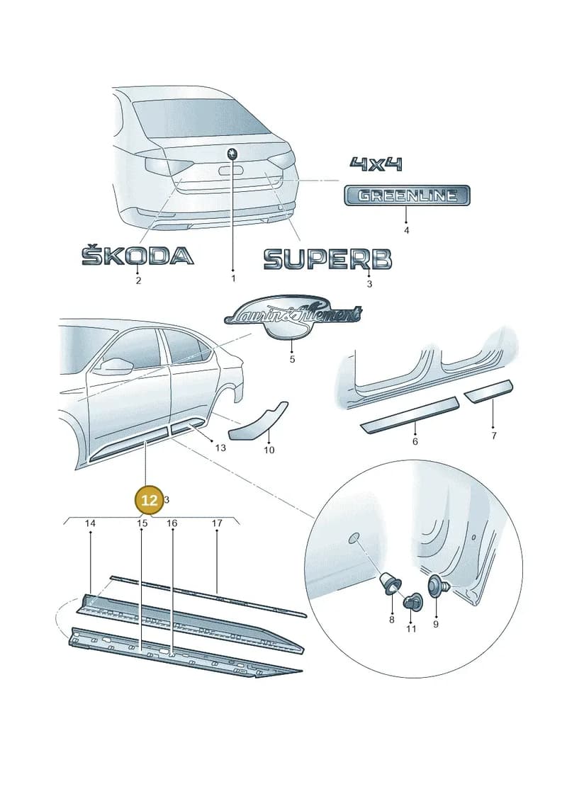 3V0854940GGRU — Skoda Superb Combi (2015-2024) diagram 851000010, position 12