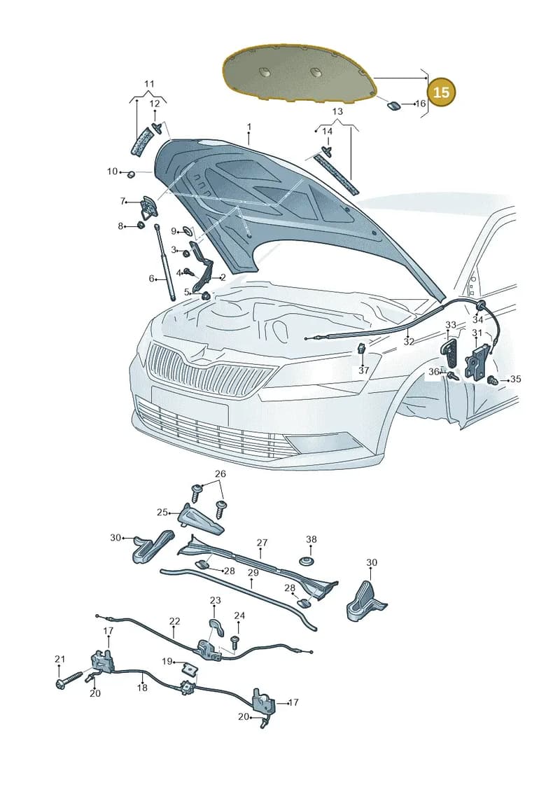 3V0863831 — Skoda Superb Combi (2015-2024) diagram 851823100, position 15
