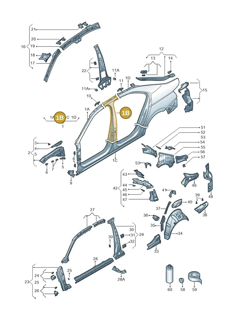 3V5809601B — Skoda Superb Combi (2015-2024) diagram 851809030, position 1B