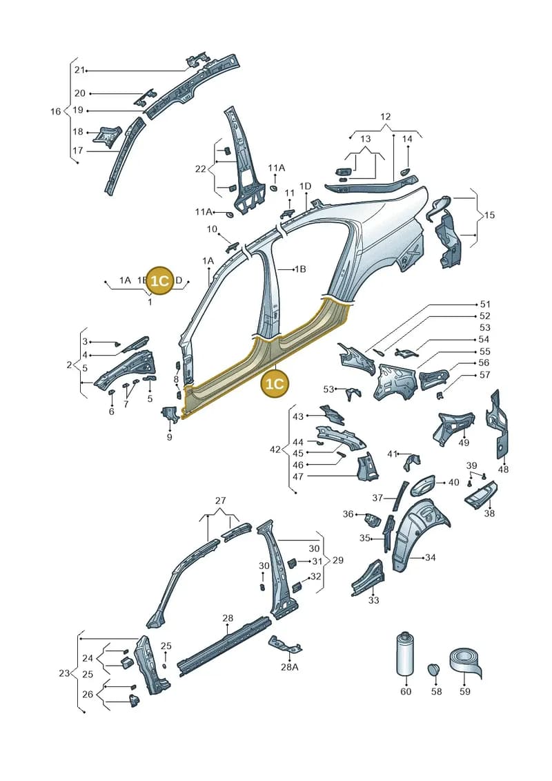 3V5809601C — Skoda Superb Combi (2015-2024) diagram 851809030, position 1C